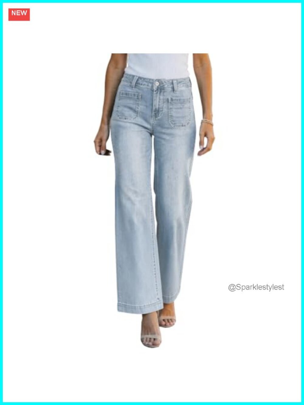 Women's Wide Leg Jeans Mid Rise Stretchy Denim Pant